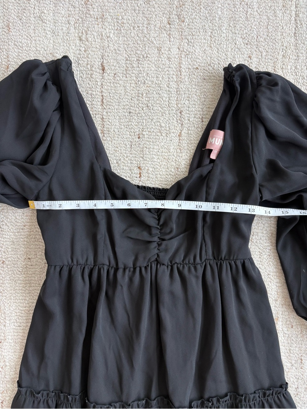 Show Me Your Mumu Mandi Mini Dress Black Puff Sleeve Babydoll Tiered Dress - M - Picture 9 of 11